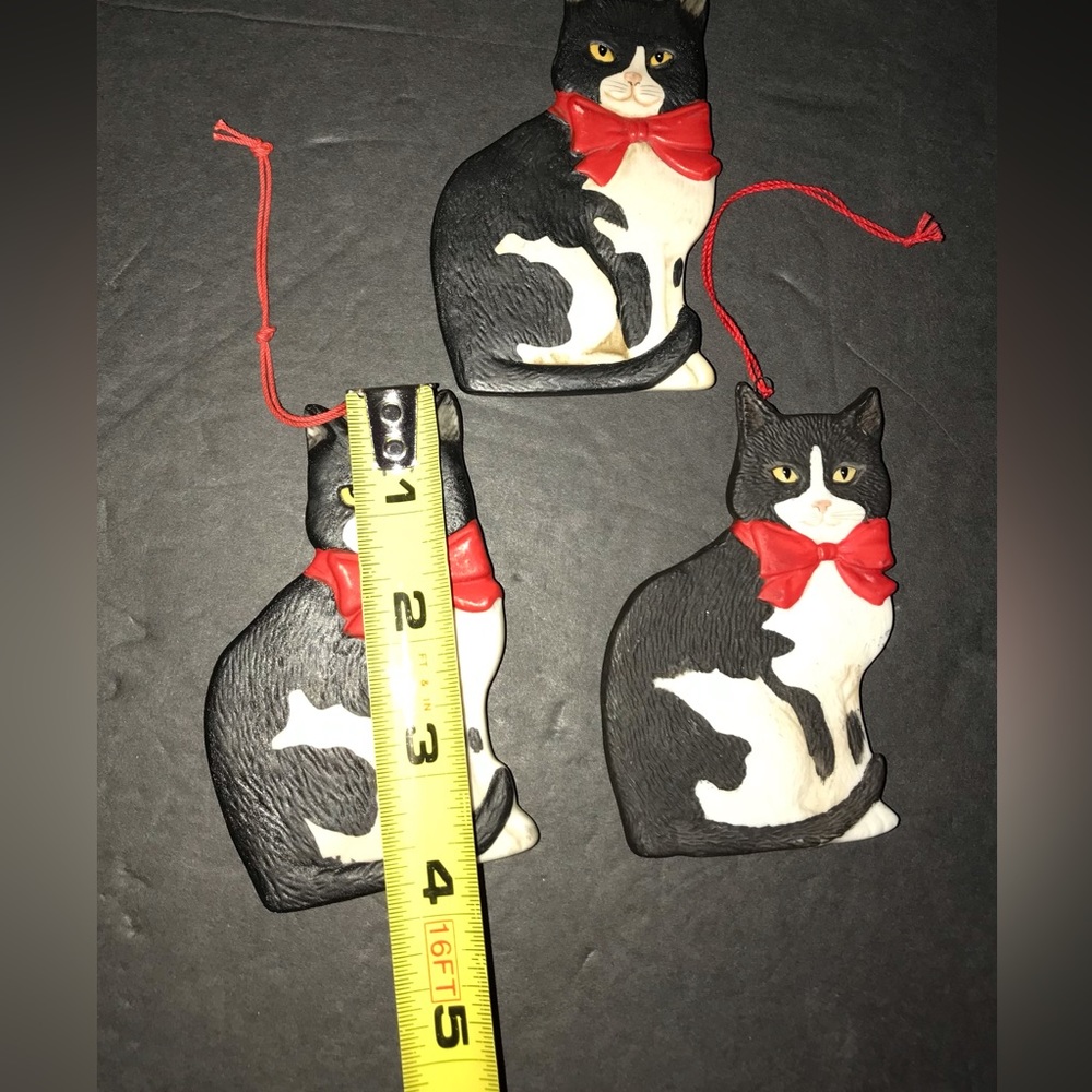 Set Of 3 Vintage 1984 Christmas Ornaments Schmid Gorden Fraser Black/White Cat - Picture 6 of 6